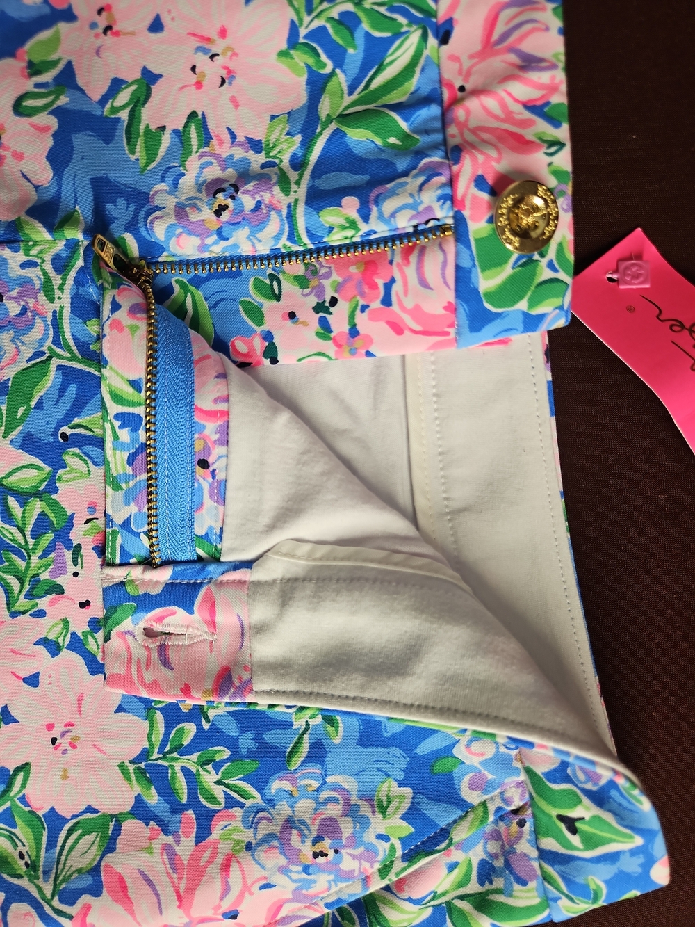 Lilly Pulitzer Blue Floral Pink Bloom Skort Size 8 - Picture 7 of 11